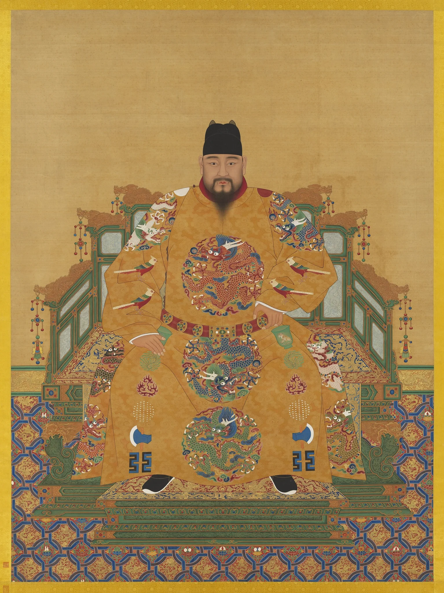 明英宗坐像 軸, detail