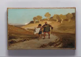 The Fable of the Miller, His Son, and the Donkey, by Elihu Vedder, oil, 1867