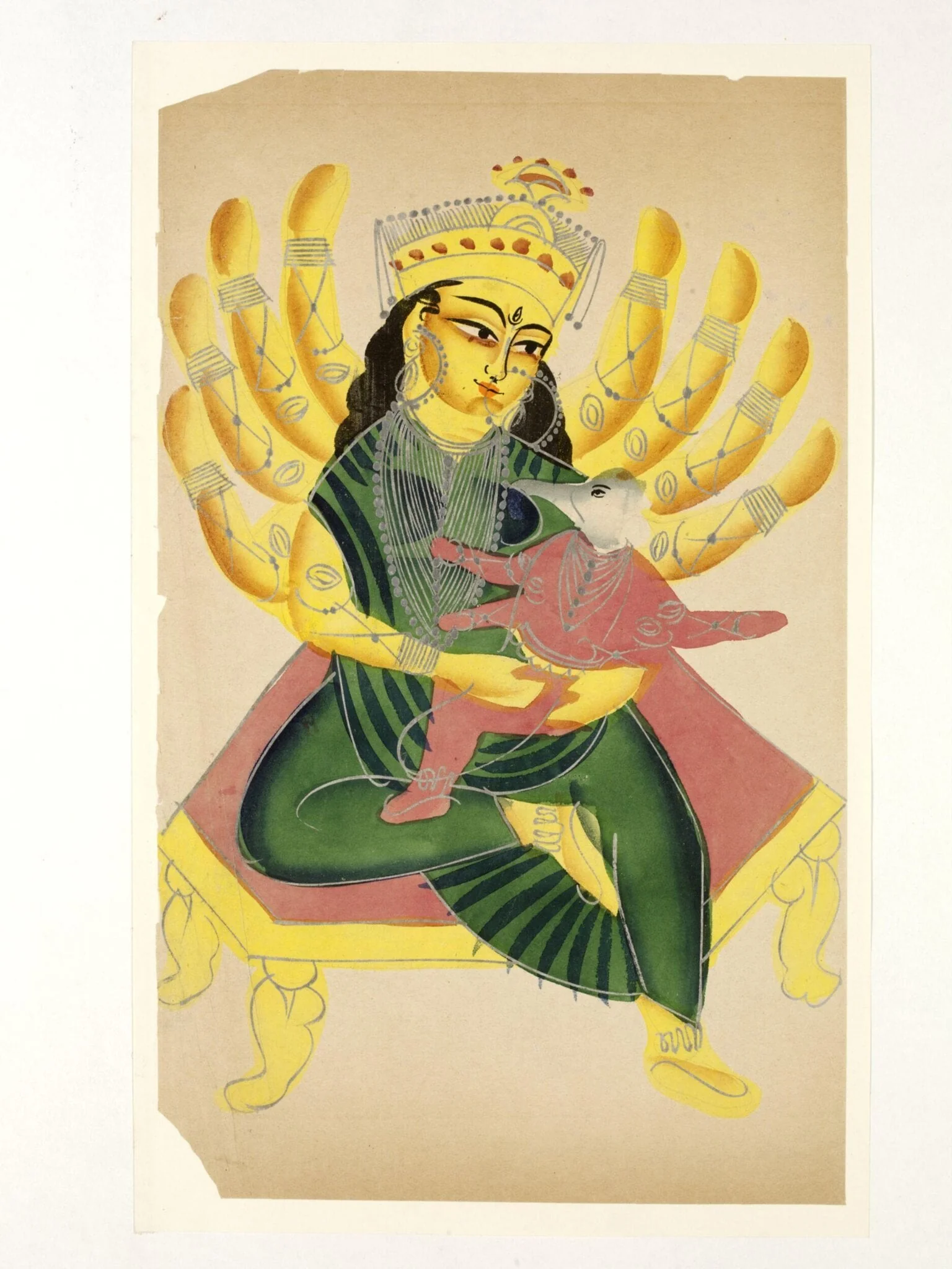 Durga and Ganesha, detail