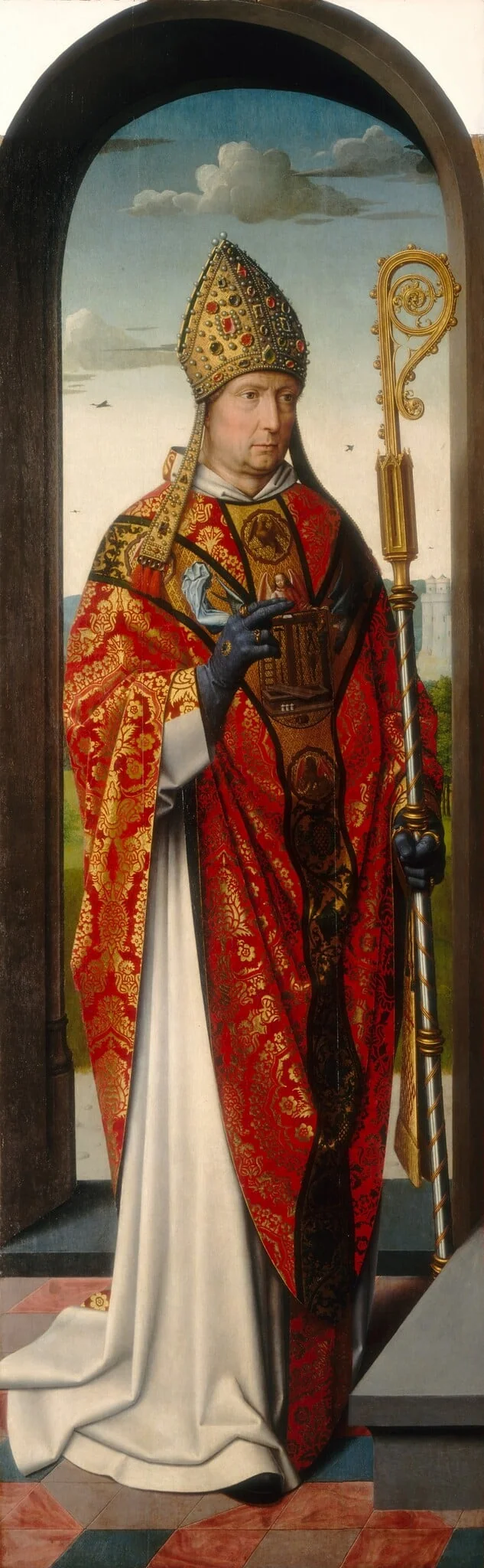 The Saint Anne Altarpiece: Saint Nicholas [left panel], detail