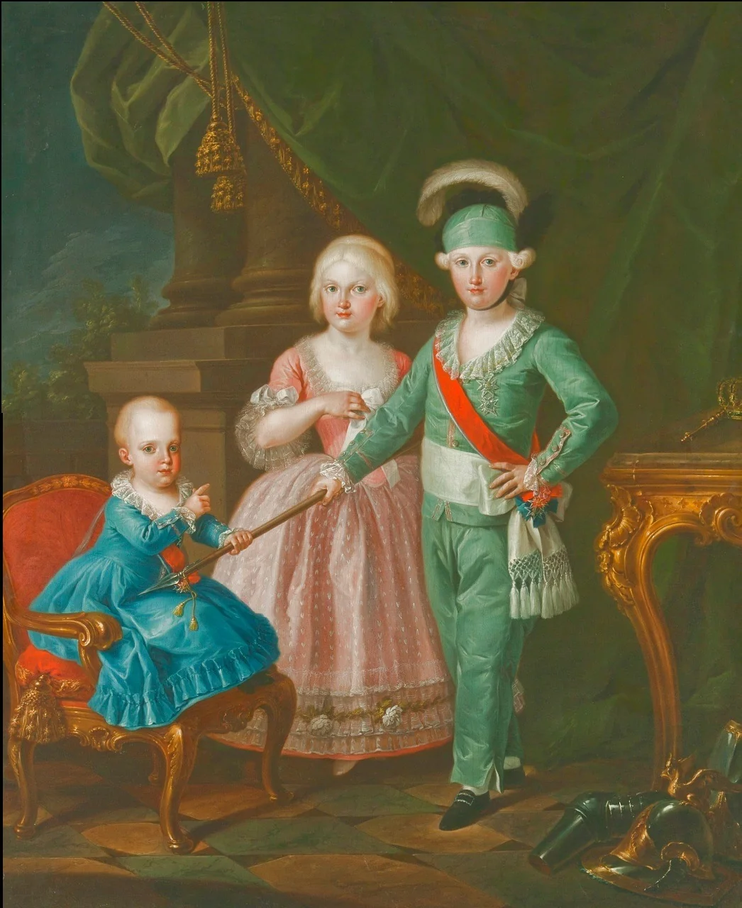 I figli di Carlo di Borbone: Carlo, Maria Luisa, Francesco Saverio, detail