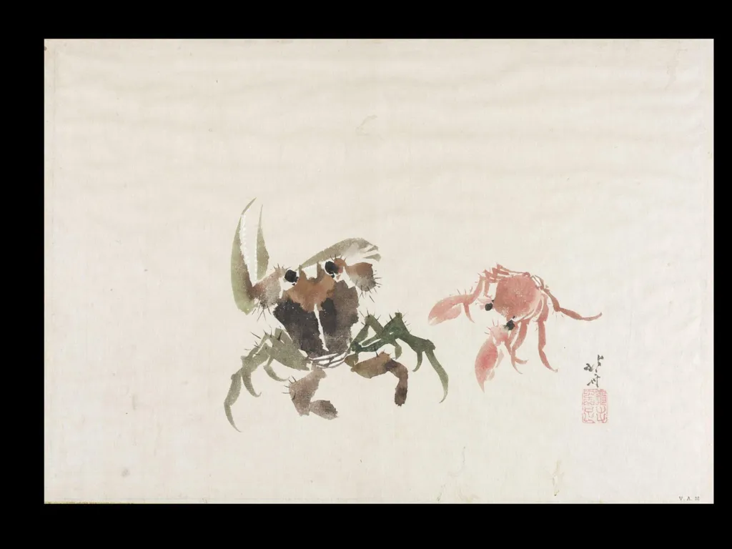 Crabs, by Katsushika Hokusai, paint, 1808