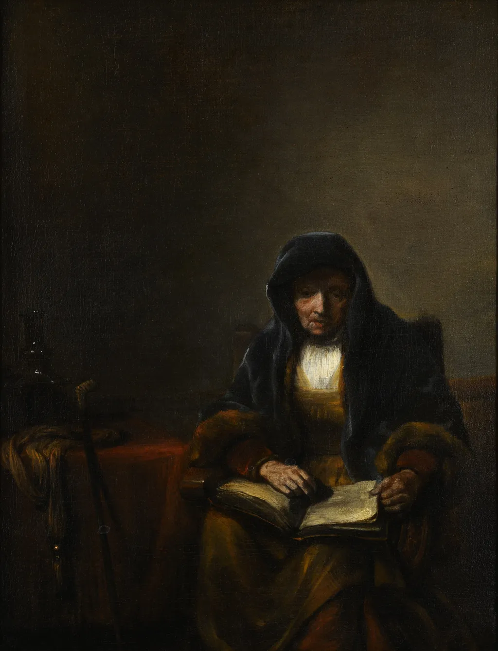 Old woman with a book, by Abraham van Dijck, oil, 1659