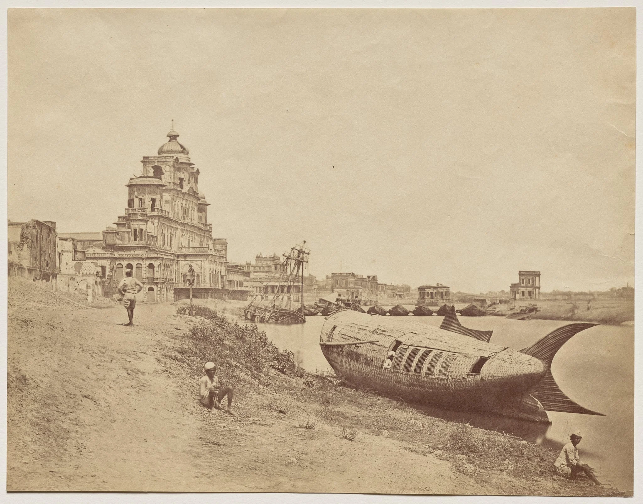 Chutter Manzil Palace, with the King's Boat in the Shape of a Fish, detail