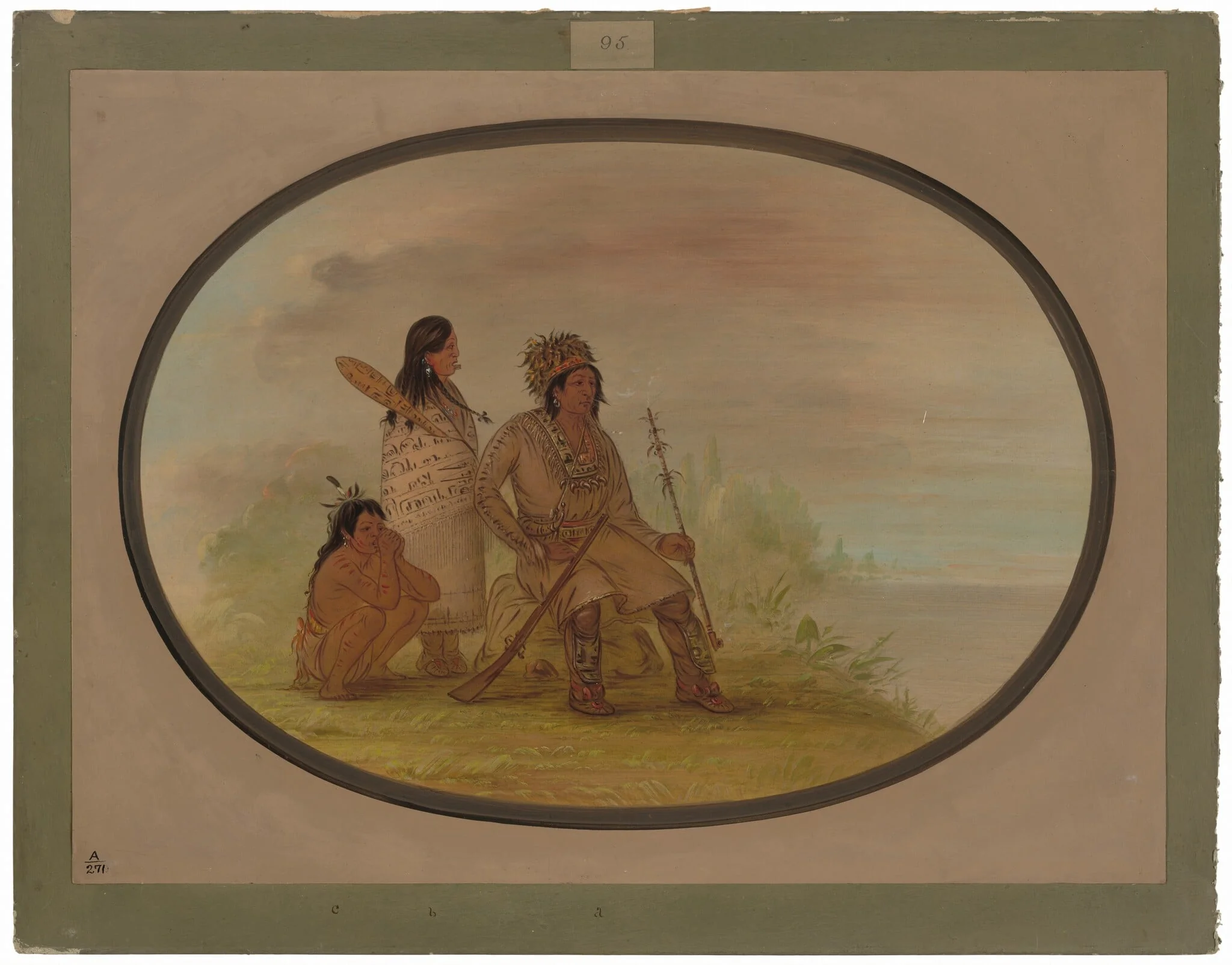 An Old Nayas Indian, His Granddaughter, and a Boy, detail