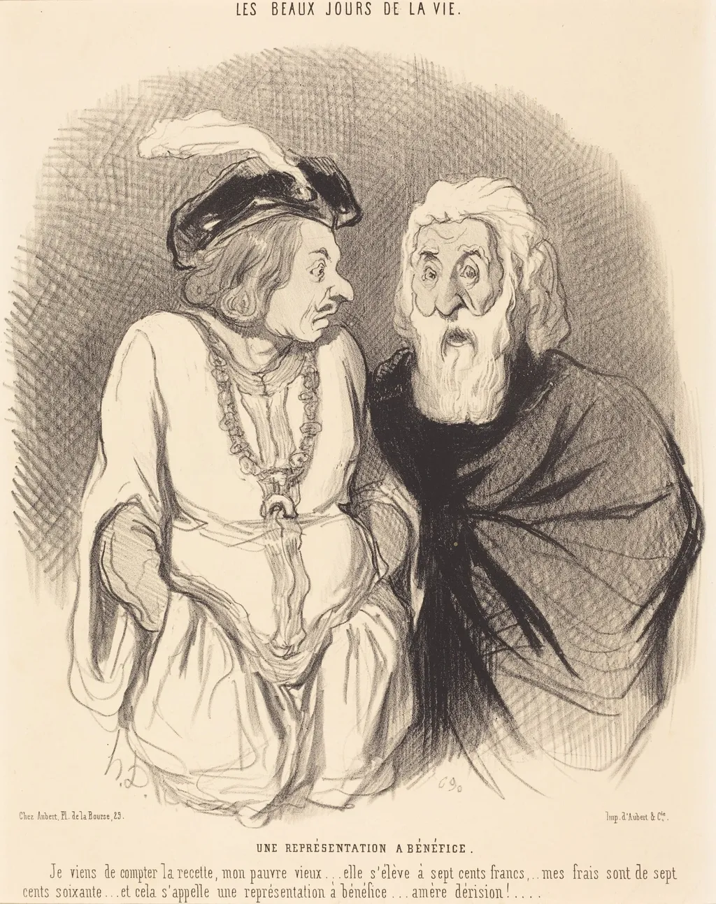 Une Représentation a bénéfice, by Honoré Daumier, ink, 1844