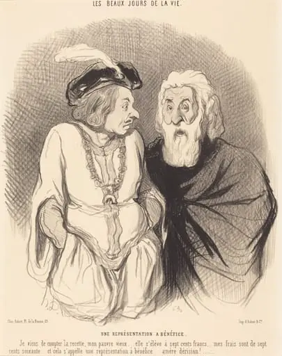 Une Représentation a bénéfice, by Honoré Daumier, ink, 1844