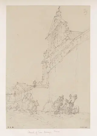 The church of San Domingos, Macau, seen from behind the precinct wall, by George Chinnery, 19