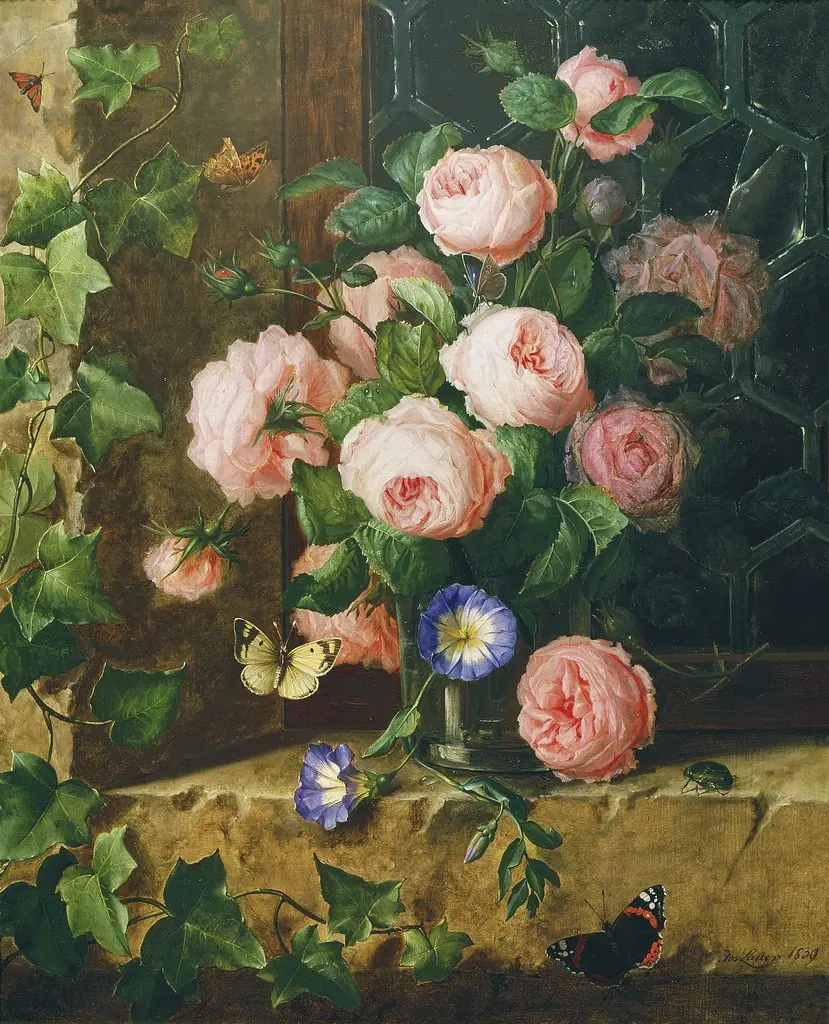 Still life of flowers, by Josef Lauer, oil, 1839