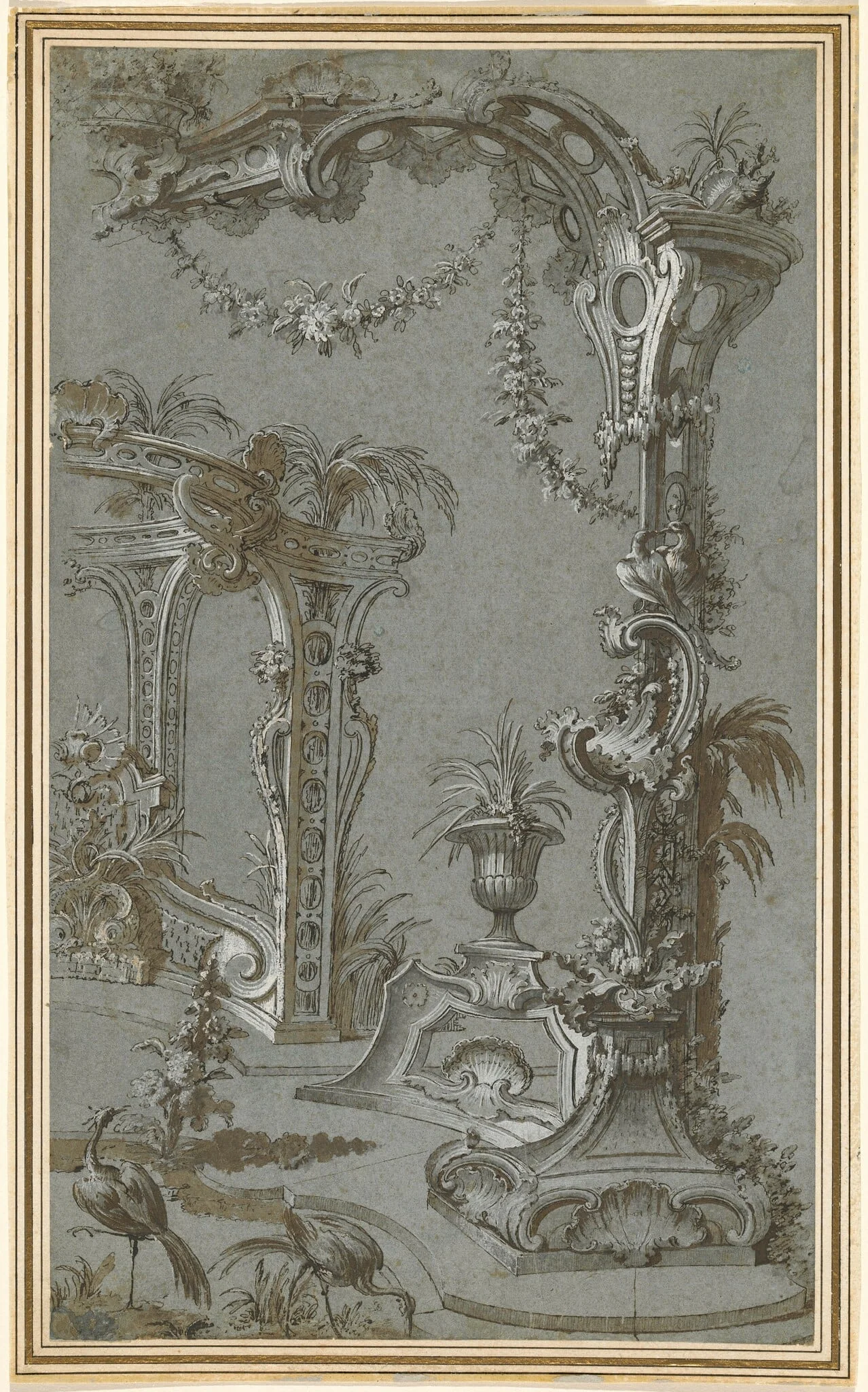 A Rococo Garden Trellis and Gazebo, detail