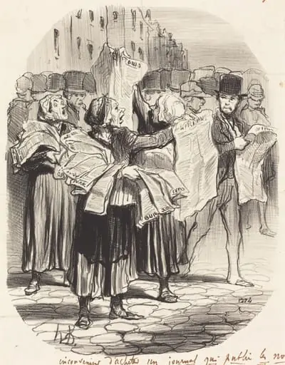 Inconvénient d'acheter un journal..., by Honoré Daumier, ink, 1848