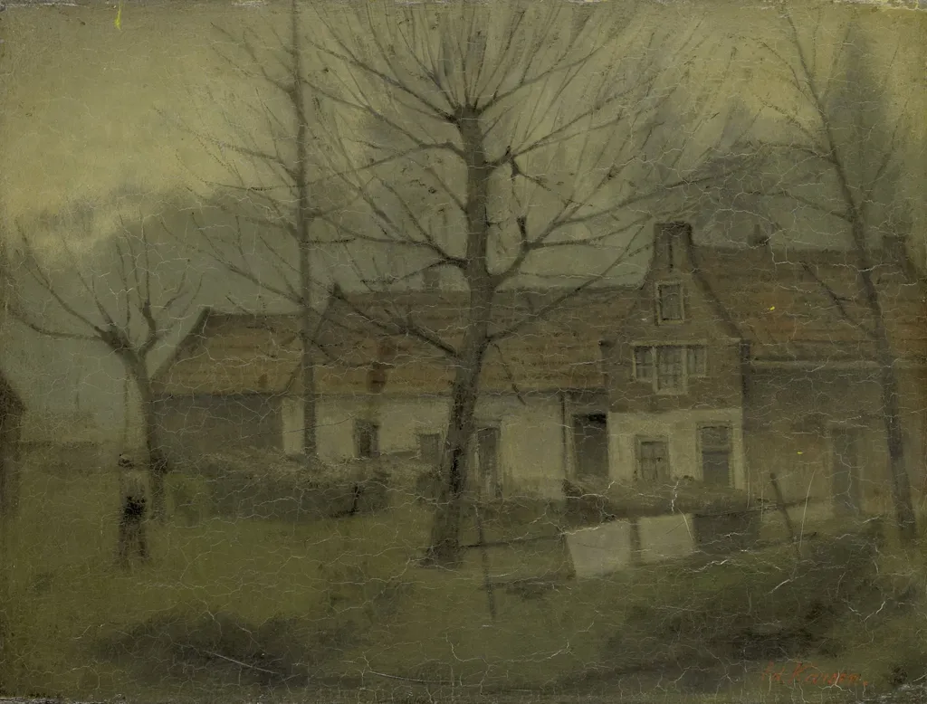Houses in a Village, by Eduard Karsen, oil, 1898