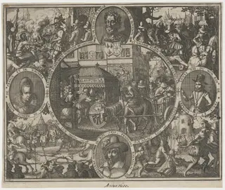 Murder of King Henry IV of France and the Execution of Francois Ravaillac, by Claes Jansz Visscher, ink, 1610