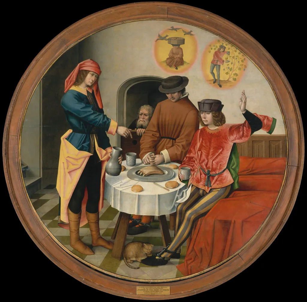 Joseph Interpreting the Dreams of His Fellow Prisoners, by Master of Affligem, oil, 1500