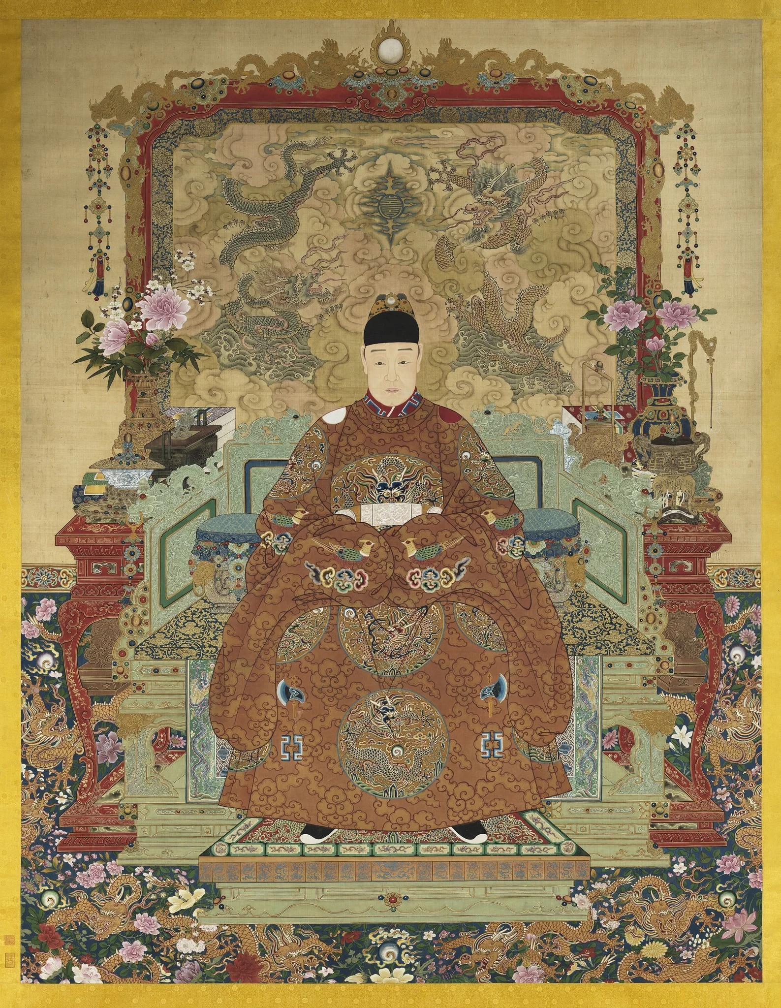 Seated Portrait of Emperor Xizong, detail