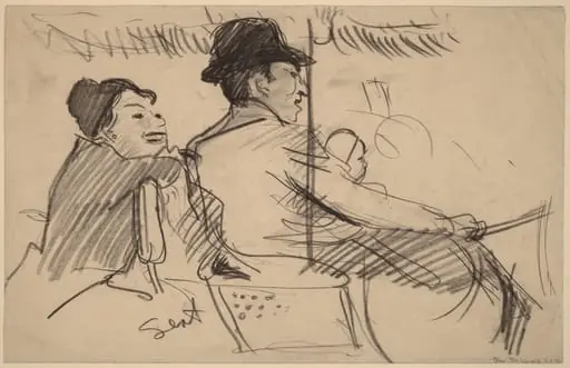 Family in a Surrey, by George Bellows, chalk, 1921