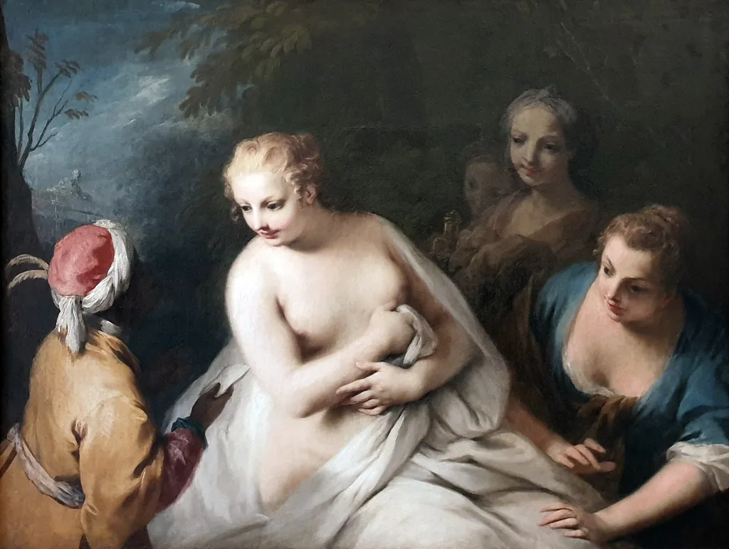 Bathseba at her bath receives the message of David, by Jacopo Amigoni, unspecified, 1742