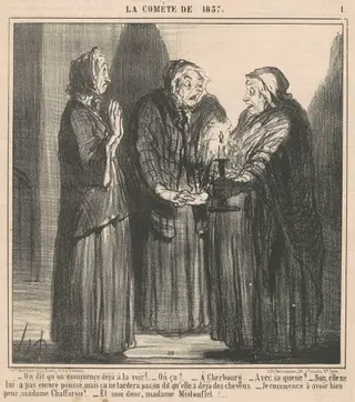 On dit qu'on commence déja a la voir ..., by Honoré Daumier, ink, 1857