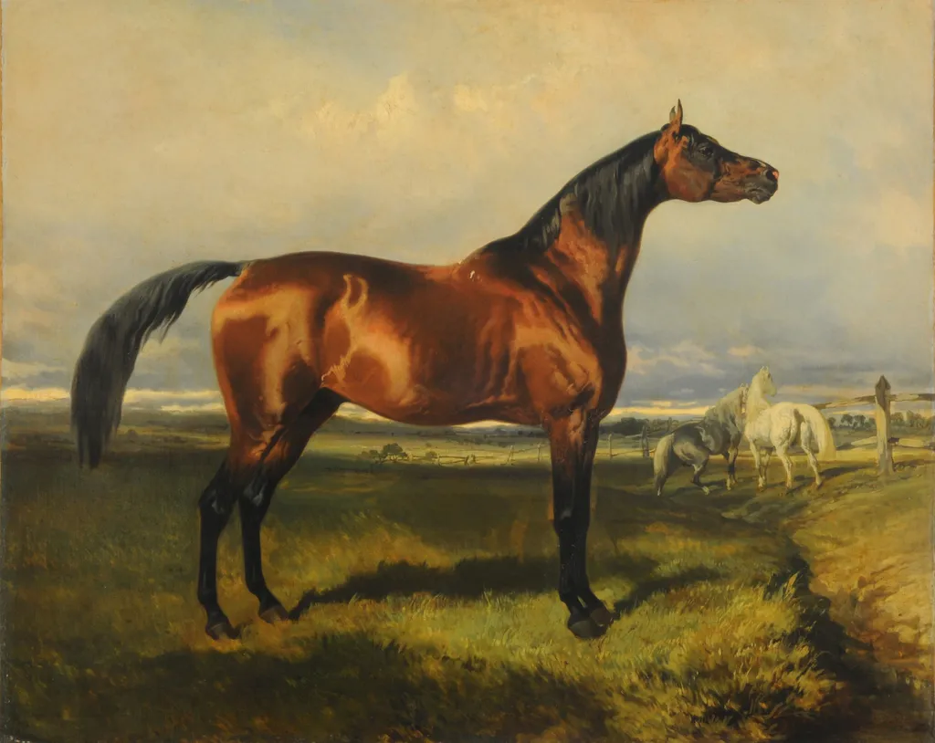 Horses in freedom, by Alfred de Dreux, oil, 1850