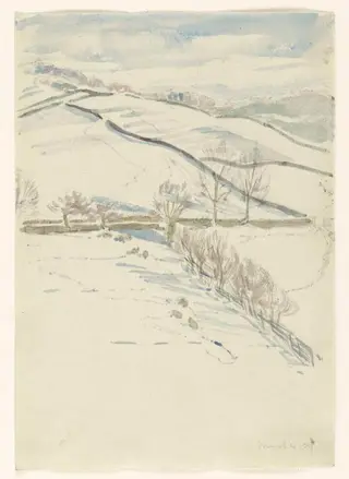 Hillside under snow, by Beatrix Potter, watercolor, 4