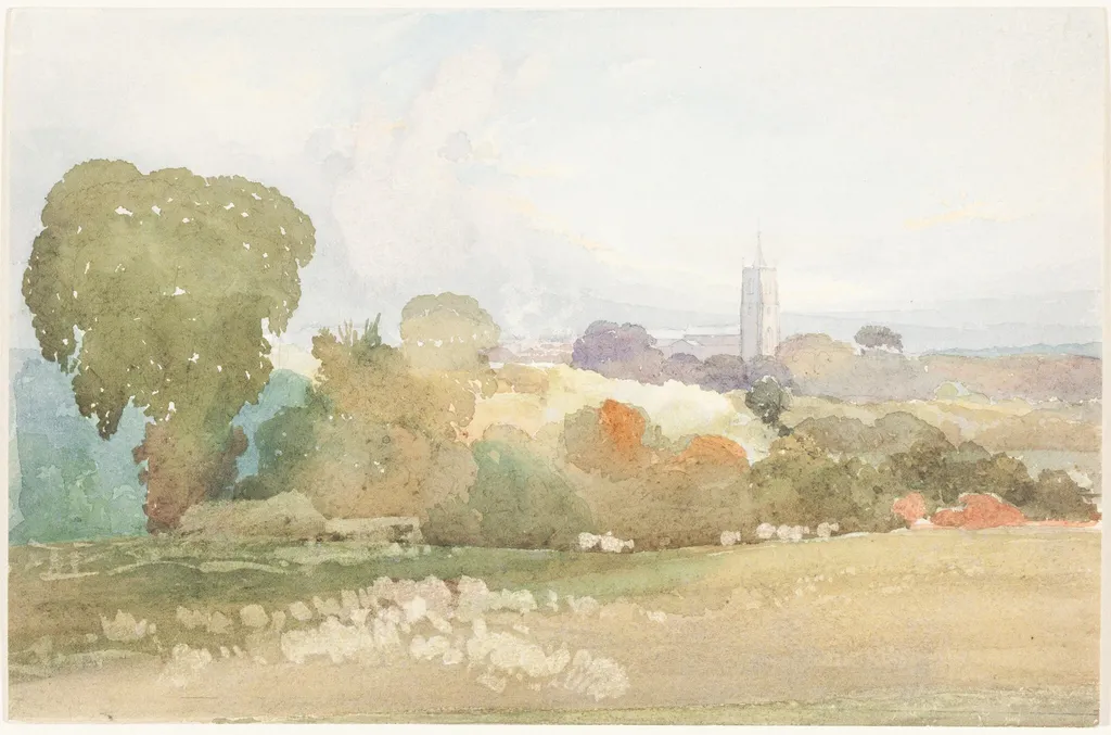 Landscape with Church Steeple, by James Bulwer, graphite, 1828