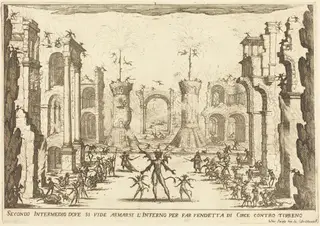Second Intermezzo, by Jacques Callot, ink, 1617