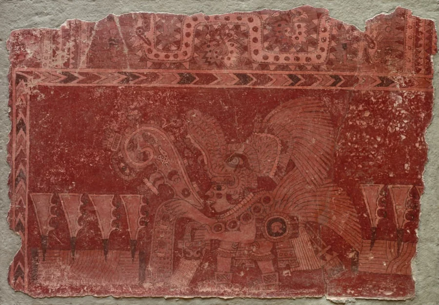 Mural Fragment with Elite Male and Maguey Cactus Leaves, detail