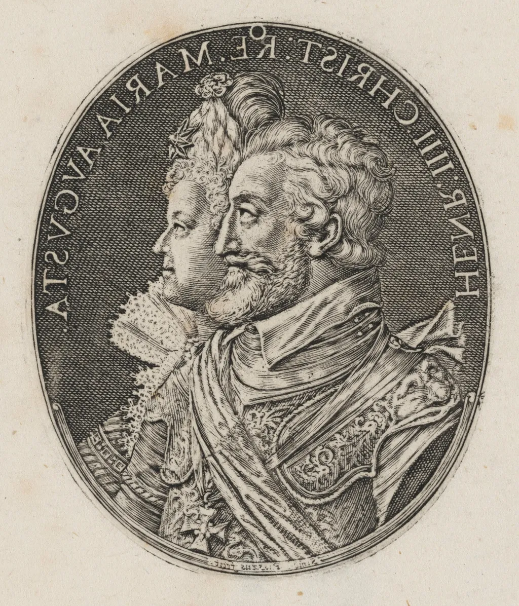 Henry IV and Maria de Medici [left half], by Simon van de Passe, ink, 1621