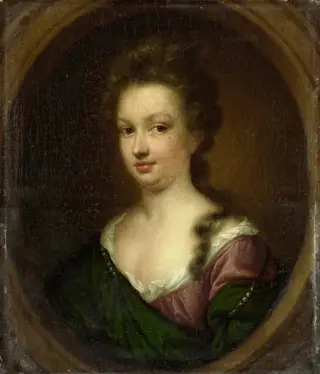 Portrait of Emerantia van Citters (1666-94), sister of Anna van Citters, by Simon Du Bois, oil, 1697