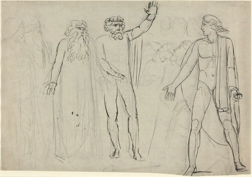 "And Saul Said unto David, Go, and the Lord be with Thee" [recto], by William Blake, graphite, 1782
