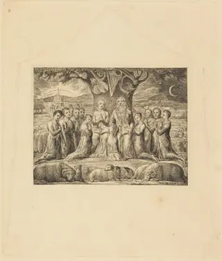 Job and His Family, by William Blake, graphite, 1825