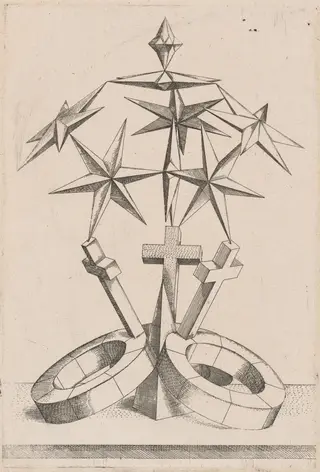 A Perspective of Seven Stars Balanced on Three Crosses, by Mathis Zündt, ink, 1567