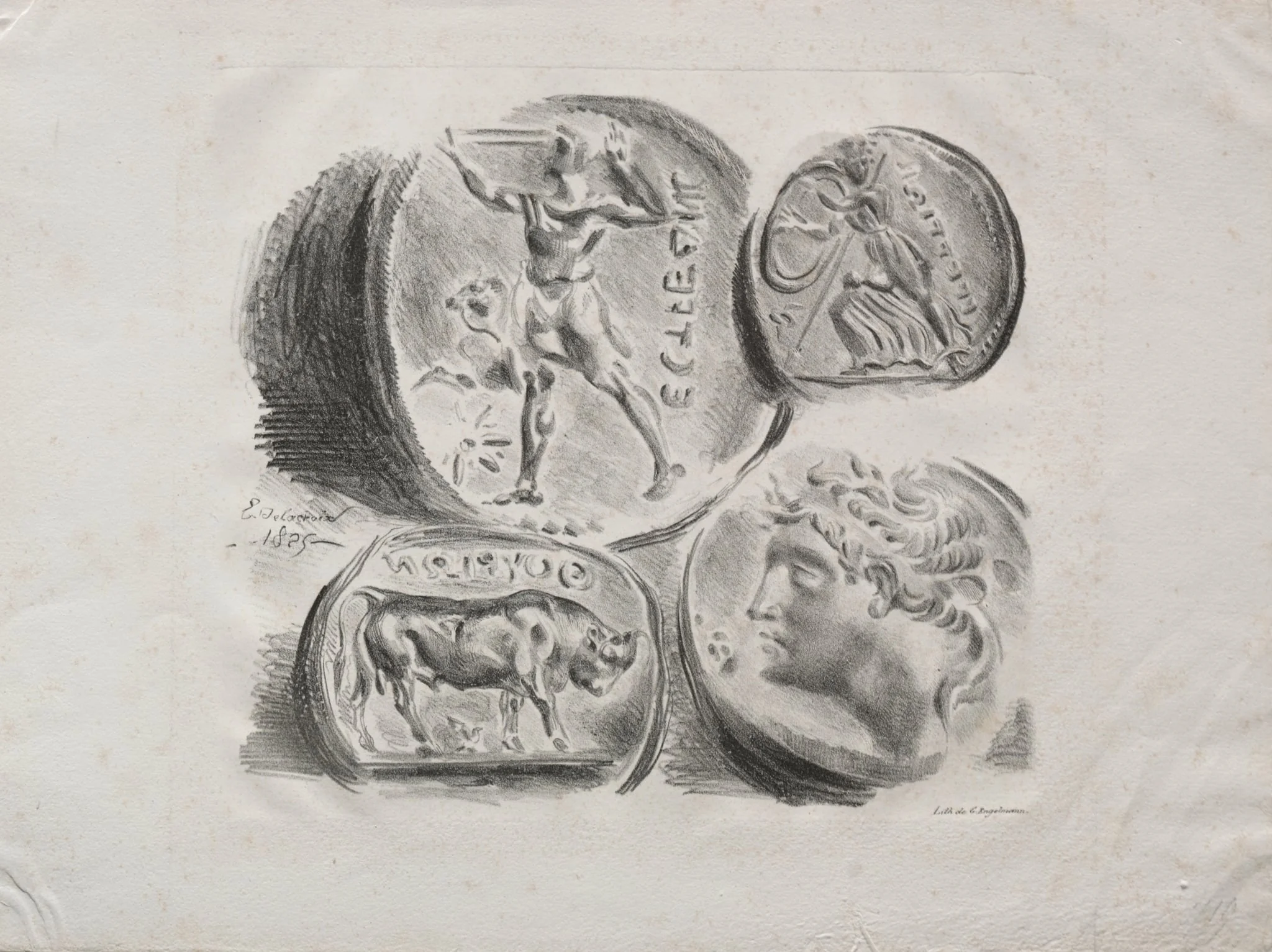 Sheet of Four Antique Medals, detail