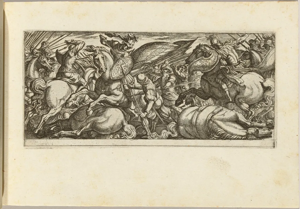 Battle between Cavalry and Infantry, by Antonio Tempesta, ink, 1592