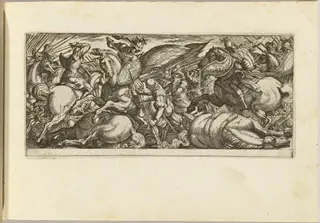 Battle between Cavalry and Infantry, by Antonio Tempesta, ink, 1592