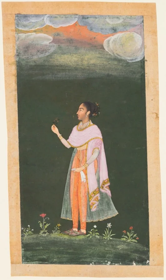 Royal Woman Holding a Flower, detail