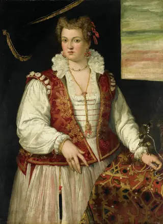 Portrait of a Woman with a Squirrel, by Francesco Montemezzano, oil, 1570