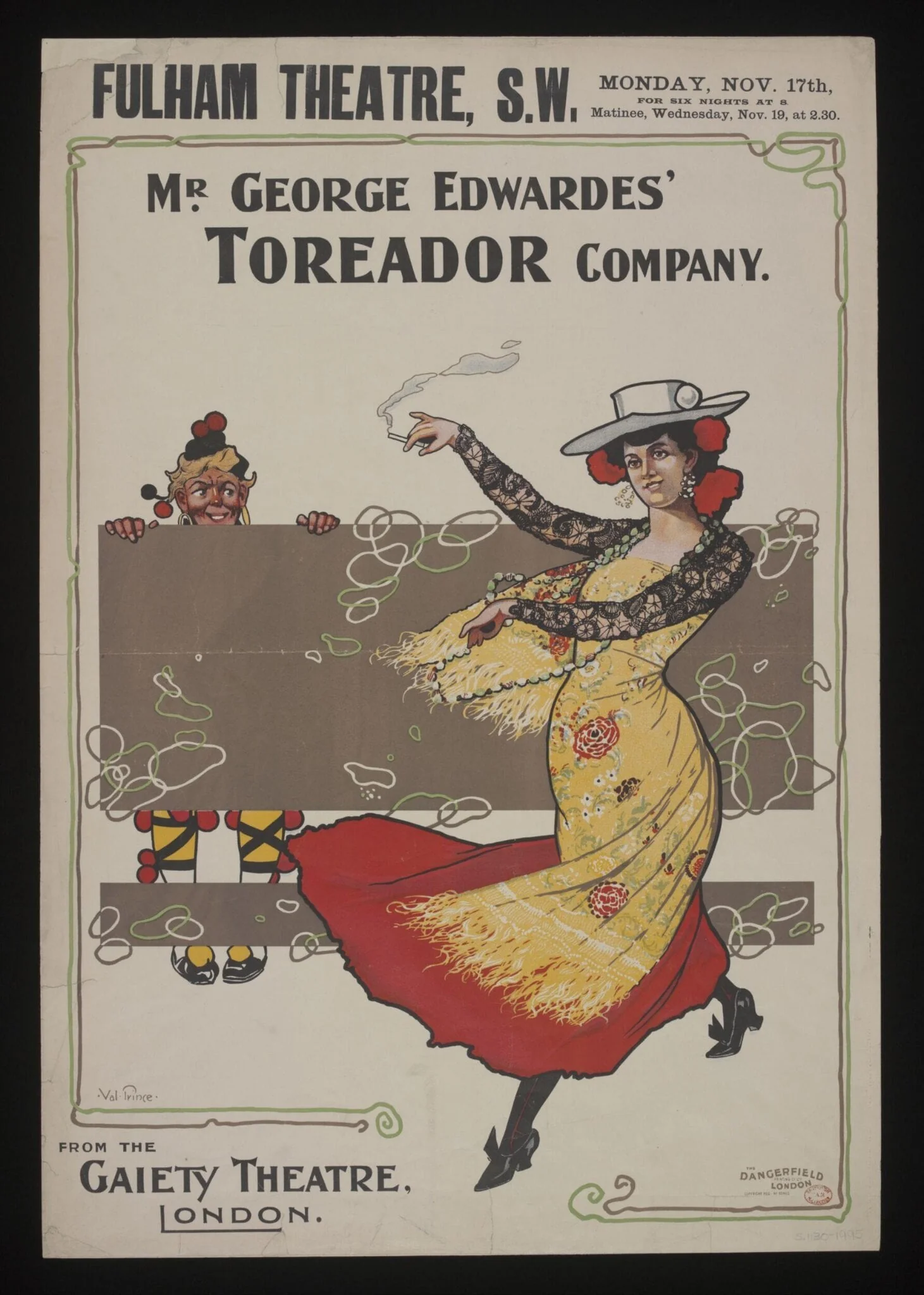 Poster advertising The Toreador at the Fulham Theatre, 1902, detail