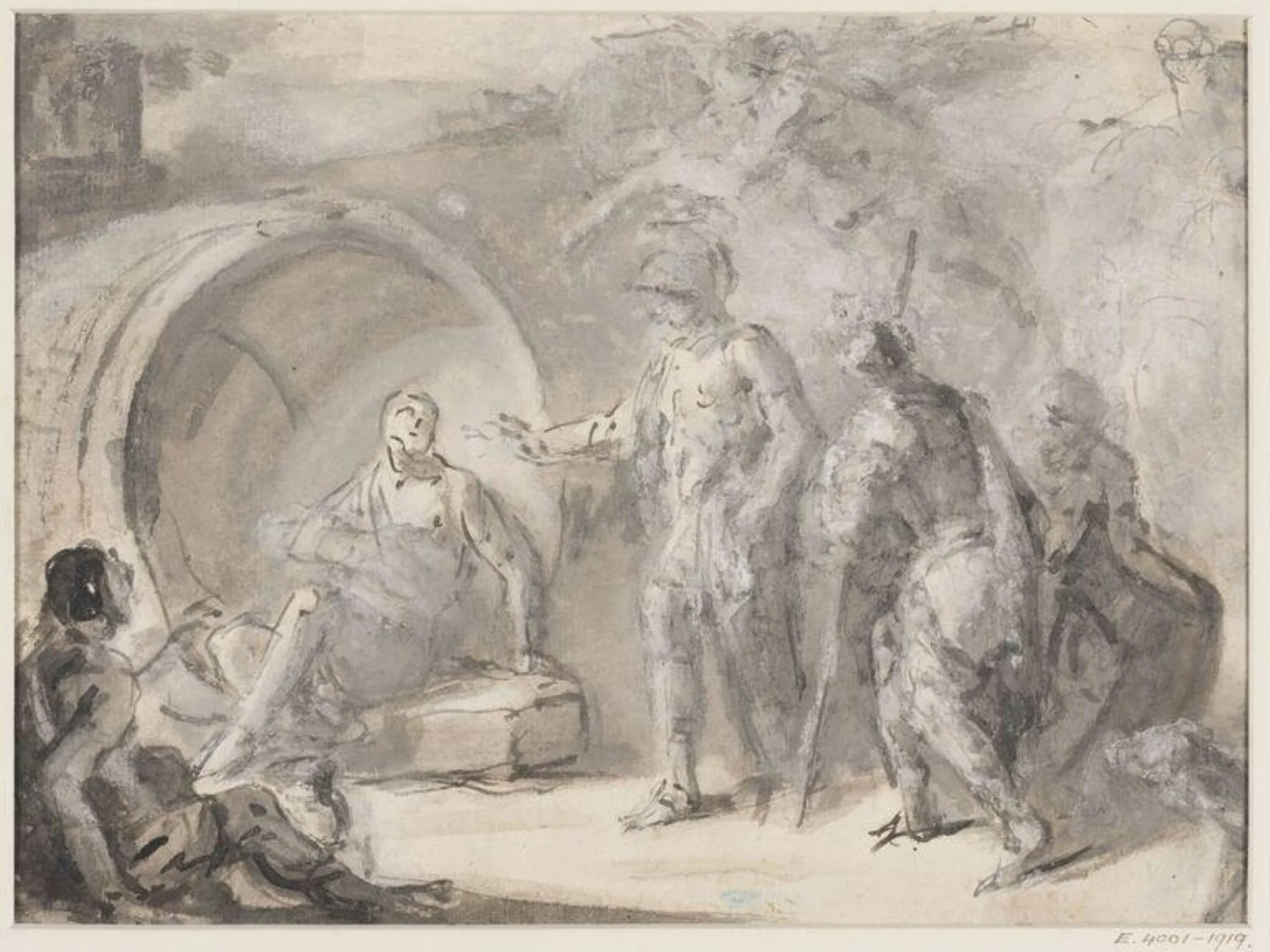 Diogenese visited by Alexander the Great, detail