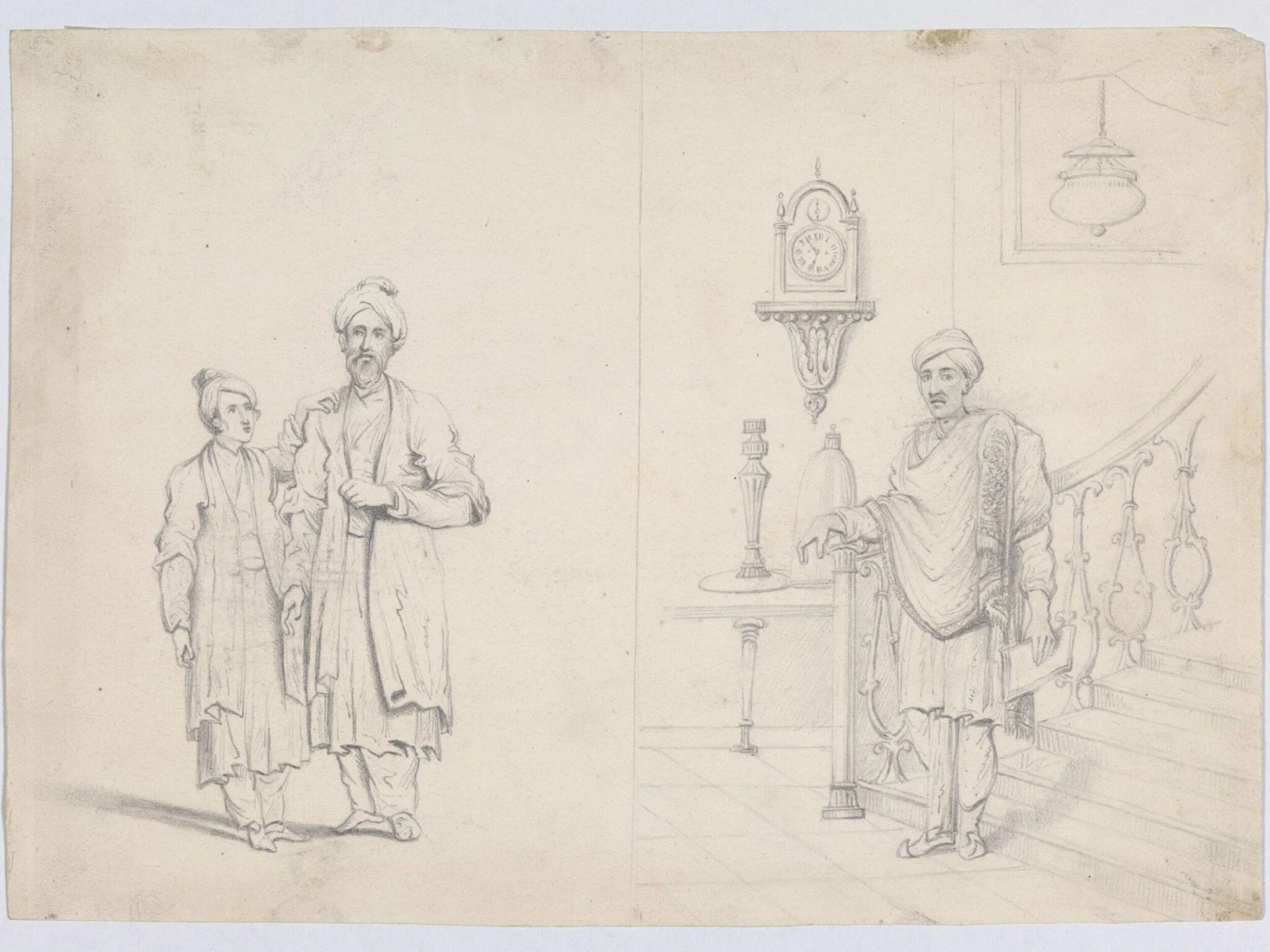 Two costume drawings, detail