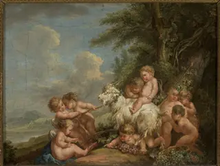 Cupids at play, by Johann Albrecht Friedrich Rauscher, oil, 1791