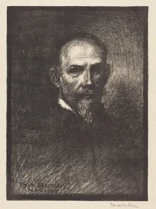Self-Portrait (Steinlen de face, tete droite), by Théophile Alexandre Steinlen, ink, 1905