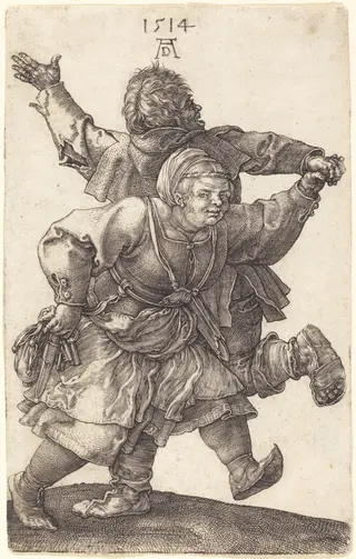Peasant Couple Dancing, by Albrecht Dürer, ink, 1514