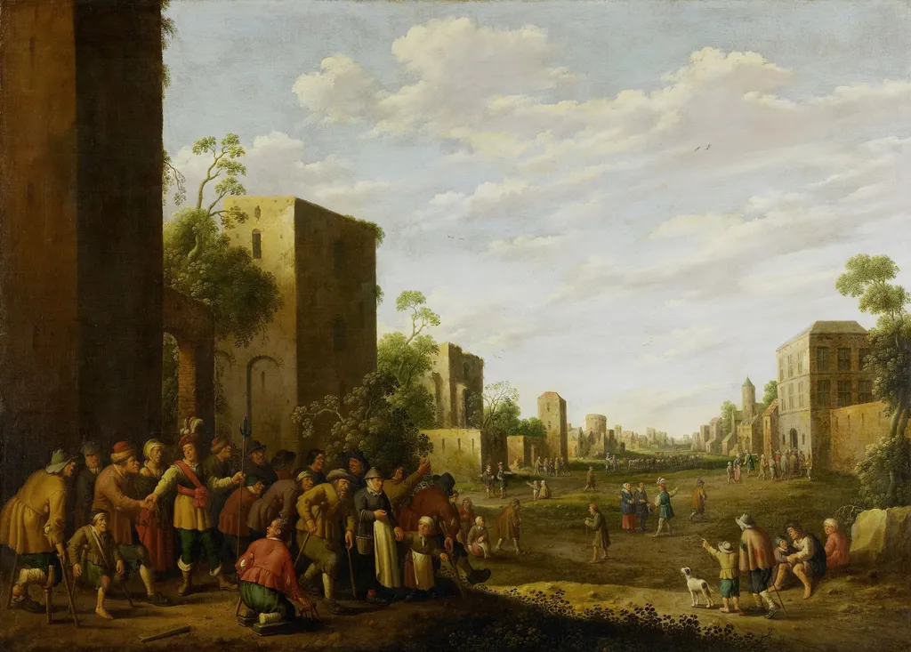 Housing the poor, by Joost Cornelisz Droochsloot, oil, 1647