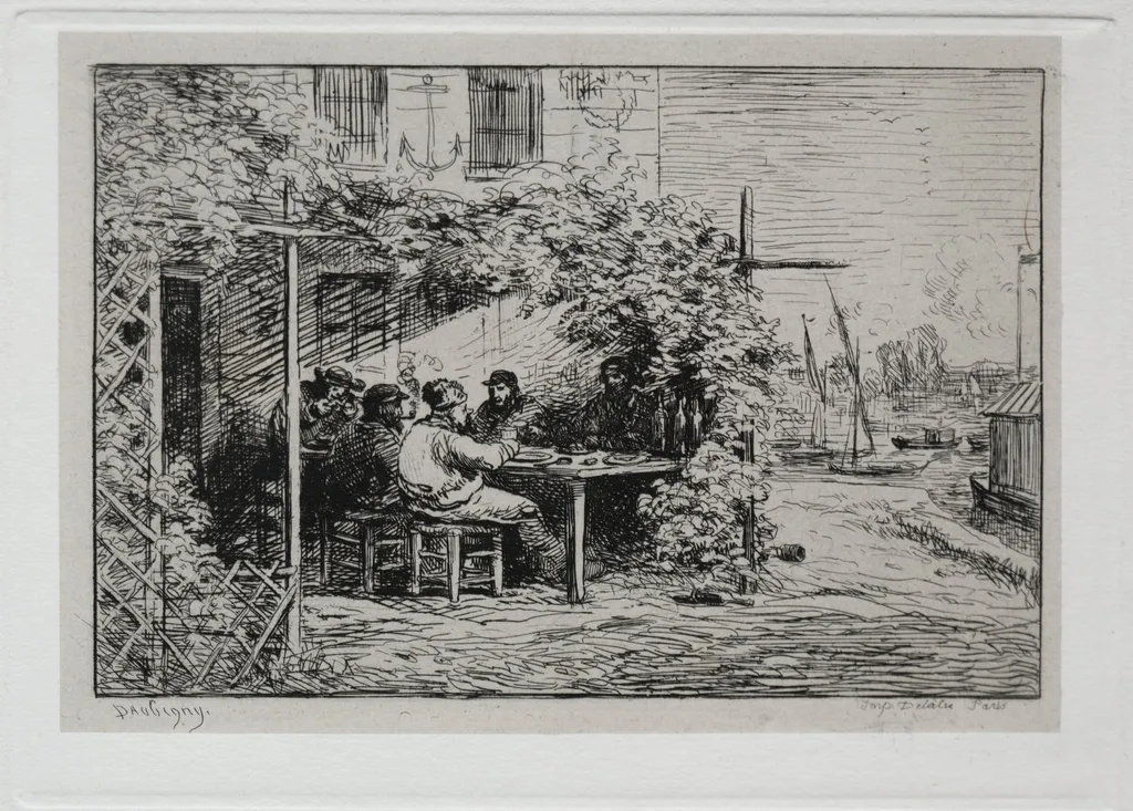 The Boat Trip:  The Lunch before Going Aboard at Asnières, by Charles François Daubigny, 1861
