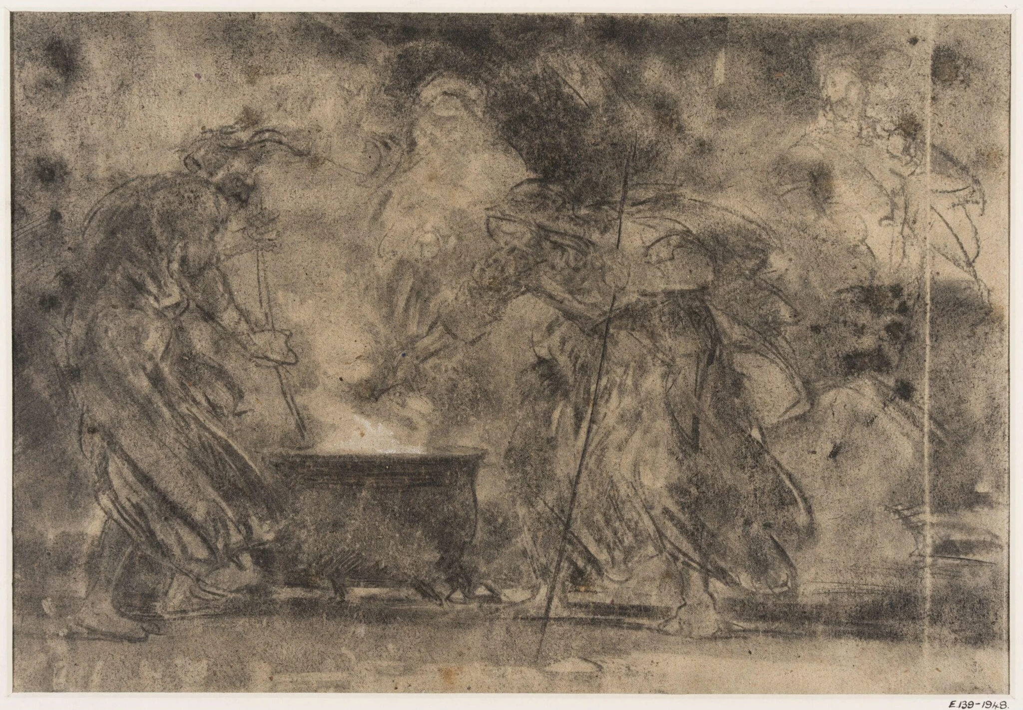 Macbeth and the three witches, detail