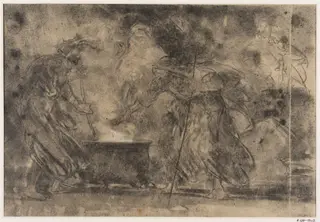 Macbeth and the three witches, by Cattermole, 1850