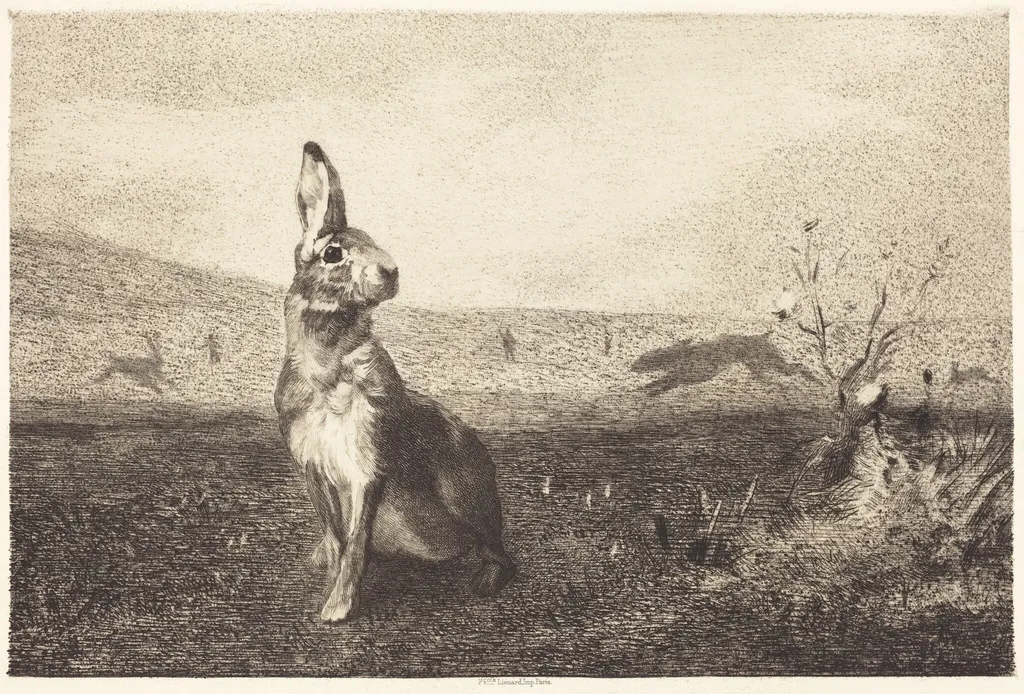The Hare (Le Lièvre), by Félix Bracquemond, ink, 1865