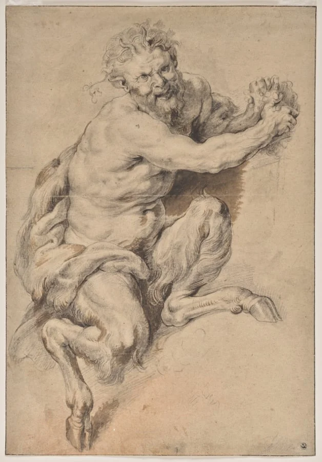 A Faun Grasping a Bunch of Grapes, detail