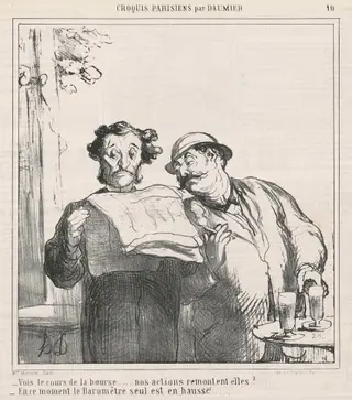 Vois le cours de la bourse, by Honoré Daumier, ink, 1865